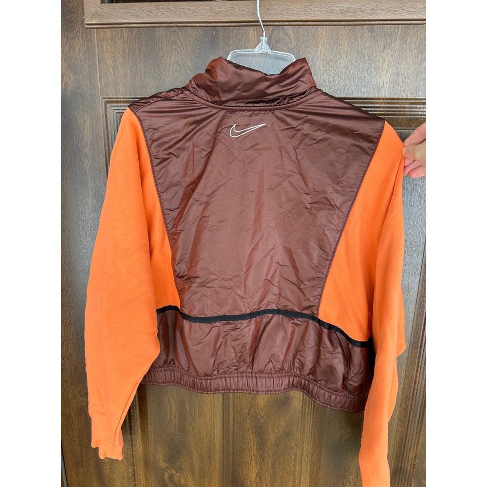 Nike Women Running Sportswear 1/4 Zip Crop Top  Camellia Firewood‎ Orange |SZ XL - Picture 3 of 6